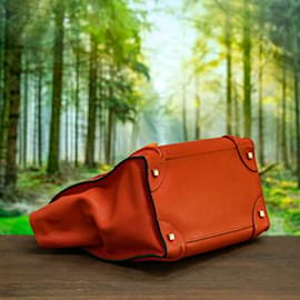 Céline-Micro  Leather Luggage Tote-Orange