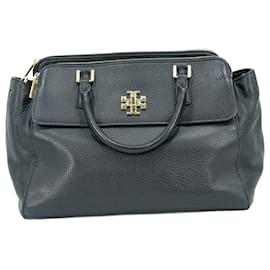 Tory Burch-Leather Mercer lined Zip Dome Satchel-Black