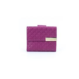 Gucci-GG Signature Metal Bar Small Wallet 257016-Pink