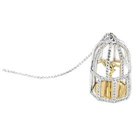 Swarovski Halskette mit Diamant-Vogelkäfig-Anhänger Silber