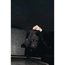 Chanel-Chanel Black crystal embellished ankle boots - size EU 39-Black