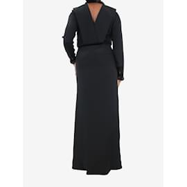 Emilio Pucci-Vestido largo de seda con pedrería negro - talla UK 12-Negro