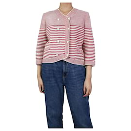 Chanel-Red double-breasted striped cardigan - size UK 14-Red