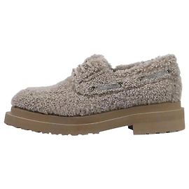 Brunello Cucinelli Mocassini in pelliccia beige con lacci - taglia EU 36 Beige