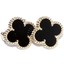 Van Cleef & Arpels-18k Vintage Alhambra Onyx Earrings-Other