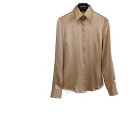 Dolce & Gabbana-DOLCE&GABBANA CAMICIA MANICA LUNGA IN SETA-Beige