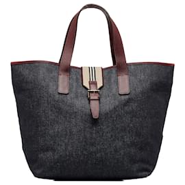 Burberry-Burberry Blue Denim Sac à main-Bleu,Autre,Bordeaux