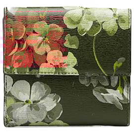 Gucci-Gucci Red Blooms Leather Bifold Small Wallet-Red