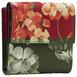 Gucci-Gucci Red Blooms Leather Bifold Small Wallet-Red