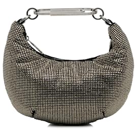 Off White-Off White Silver Paperclip Strass Handbag-Silvery
