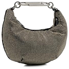Off White-Off White Silver Paperclip Strass Handbag-Silvery