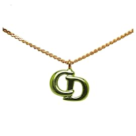 Dior-Dior Gold Logo Pendant Necklace-Golden