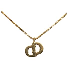 Dior-Dior Gold Logo Pendant Necklace-Golden