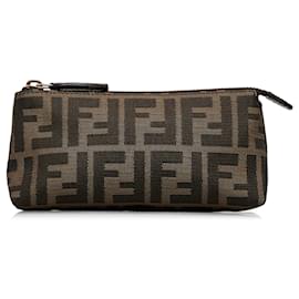 Fendi-Fendi Brown Zucca Canvas Pouch-Brown