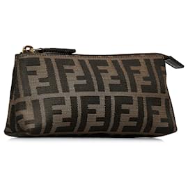 Fendi-Fendi Brown Zucca Canvas Pouch-Brown