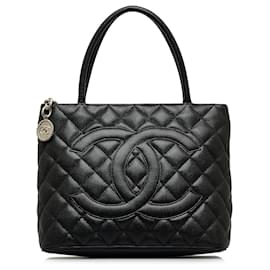 Chanel-Chanel Black Caviar Medallion Tote-Black