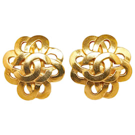 Chanel-Boucles d'oreilles clips Chanel Gold CC-Doré