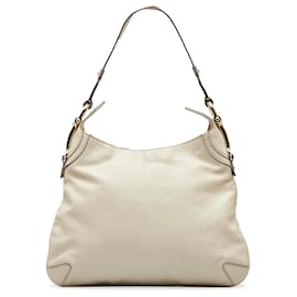 Gucci-Gucci White Leather Creole Hobo-White
