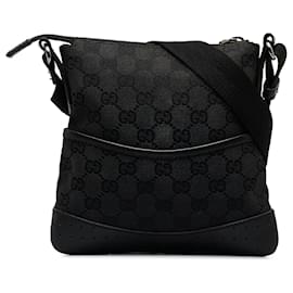 Gucci-Gucci Black GG Canvas Crossbody-Black