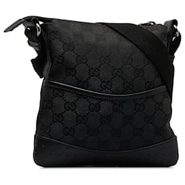 Gucci-Gucci Black GG Canvas Crossbody-Black