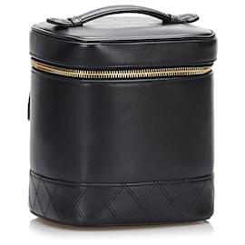 Chanel-Chanel Black Lambskin Leather Vanity Bag-Black