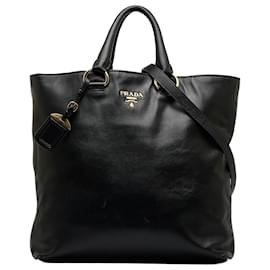 Prada-Prada Black Vitello Daino Satchel-Black