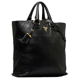 Prada-Prada Black Vitello Daino Satchel-Black