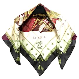 Hermès-Hermes White Vue de Carrosse de la Galere la Reale Silk Scarf-White,Other