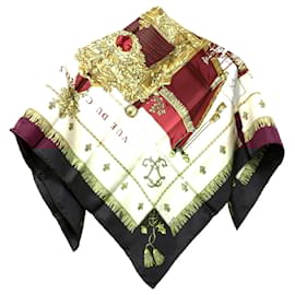 Hermès-Hermes White Vue de Carrosse de la Galere la Reale Silk Scarf-White,Other