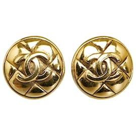 Chanel-Boucles d'oreilles à clip CC en or Chanel-Doré