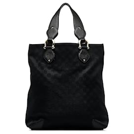 Gucci-Gucci Black GG Canvas Tote Bag-Black