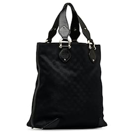 Gucci-Gucci Black GG Canvas Tote Bag-Black