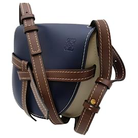 Loewe-Loewe Blue Small Colorblock Gate Crossbody Bag-Blue,Other,Light brown