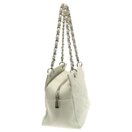 Chanel-Chanel White Petite Caviar Timeless Shopping Tote-White