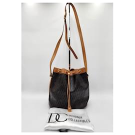 Christian Dior-Christian Dior Honeycomb Drawstring Bucket Bag-Brown