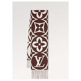 Lenço Louis Vuitton Medallion de lã marrom Marrom
