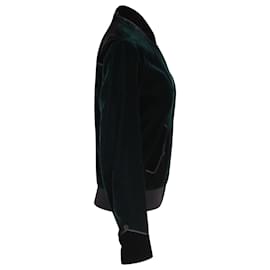 Saint Laurent-Saint Laurent Point Collar Velvet Bomber Jacket in Green Viscose-Green