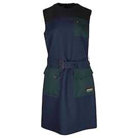 Prada-Prada Vestido Colorblock com detalhe de bolso e cinto em poliéster multicolorido-Outro,Impressão em python