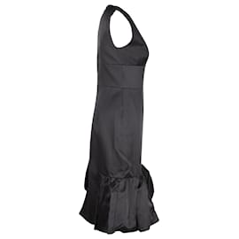 Prada-Prada Ruffled Hem Sleeveless Cocktail Dress in Black Silk-Black