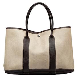 Hermès-Toile Garden Party PM-Brown