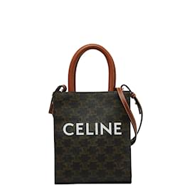 Céline-Triomphe Canvas Mini Vertical Cabas 194372BZK-Brown