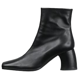 Ann Demeulemeester-Black square toe boots with side zip - size EU 39-Black