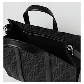 Fendi-Fendi shopper bag in fabric with jacquard FF monogram-Grey