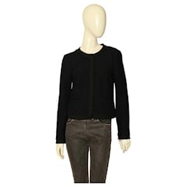 Michael Kors-Michael Michael Kors Black Woolen Collarless Bolero Fashion Jacket size 4-Black