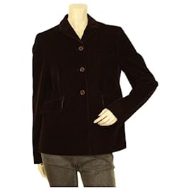 Miu Miu-Tamanho da jaqueta Blazer clássico com forro de veludo marrom Miu Miu Brown 42-Marrom