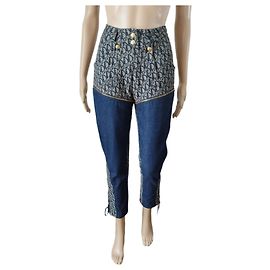 Calça Dior em lona oblíqua e jeans azul Azul