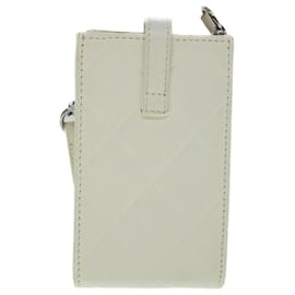 Chanel-CHANEL Cigarette Case Leather White CC Auth bs8551-White
