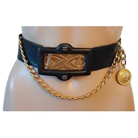 Chanel-Chanel Vintage belt in black leather-Black