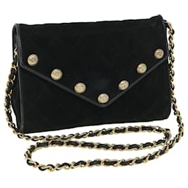 Chanel-CHANEL Bolso de hombro con cadena Ante negro CC Auth bs8547-Negro