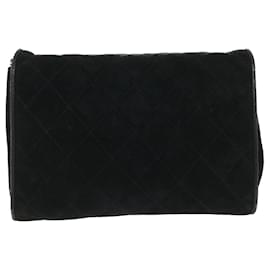 Chanel-CHANEL Chain Shoulder Bag Suede Black CC Auth bs8547-Black